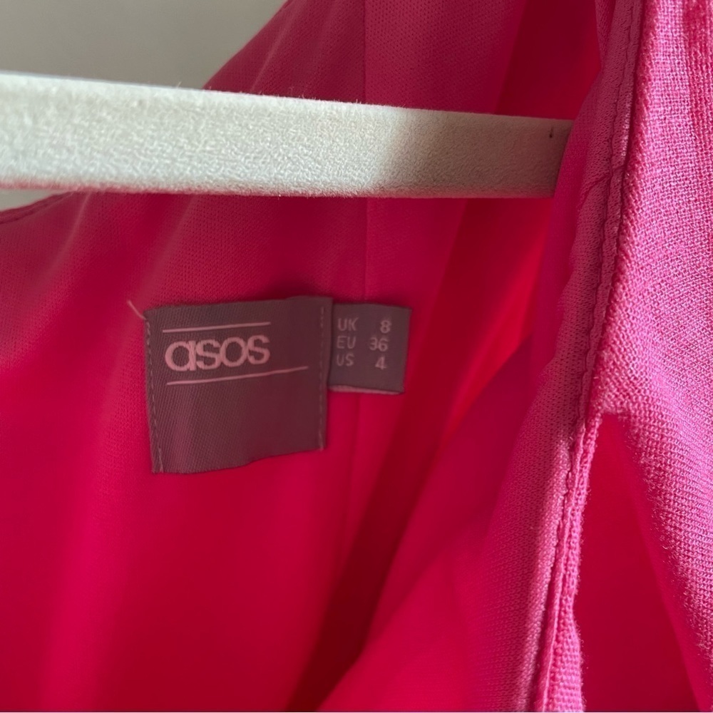 ASOS Pink Ruffle Linen A- Line Dress - Picture 10 of 10